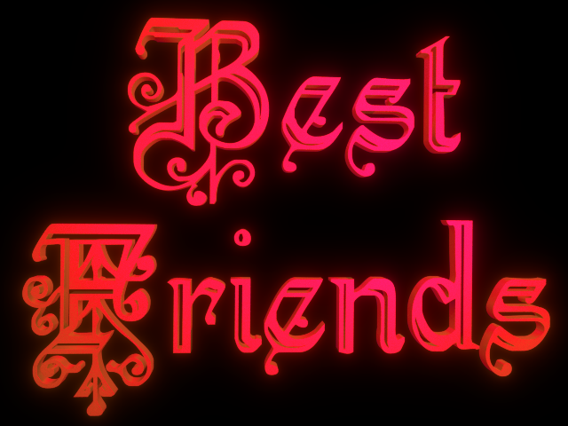 Best Friends - 3d Render of text with Pink Red Blend on Black Background with Glow Best Friends - 3d clip-art for Friendship Day - Pink Red Blend