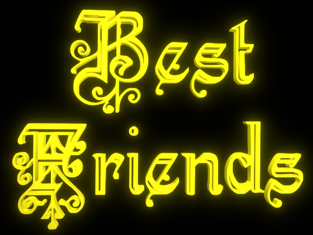 Best Friends - 3d Render of text with Glowing Yellow on Black Background with Glow Best Friends - 3d clip-art for Friendship Day - Glowing Yellow