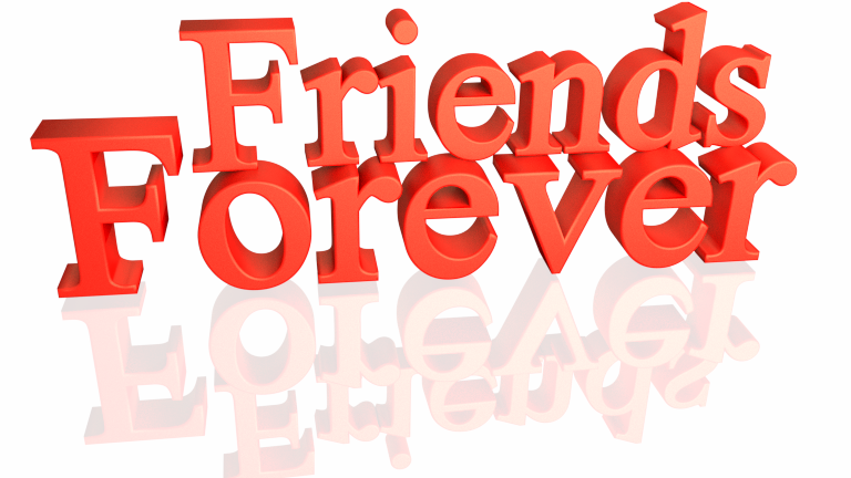 3d Render Friends Forever Red color with reflection isolated on white background 3d Render Friends Forever Red color with reflection isolated on white background
