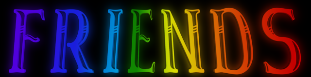 Friends Glowing in Seven Colours of Rainbow - 3d Clip-art black background Glowing Multicolor Friendship Day Text Clip-art - Friends on Black Background