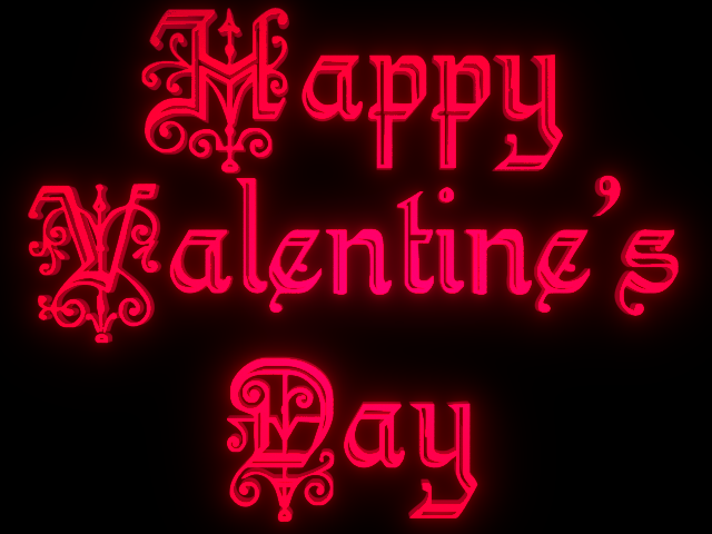 Red Pink Glowing Happy Valentine's Day Text on Black Background Red Pink Glowing Happy Valentine's Day Text on Black Background