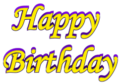 Yellow Purple Happy Birthday Shadow Bordered Clip art Shadow Bordered Happy Birthday 3d Text Clip-art in Yellow Purple color.